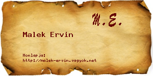 Malek Ervin névjegykártya